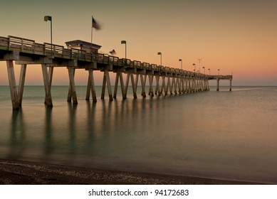 Dawn At The Venice Fishing Pier In Venice, Florida