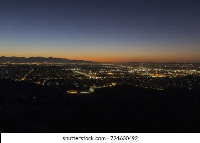 Dawn View Across The San Fernando Valley In Los Angeles, California.