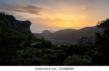 Dawn Viewpoint At Ma10 Route (famous For Cycling), Tramuntana, Mallorca, Spain