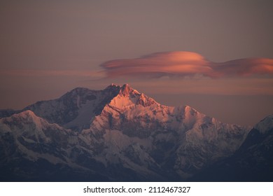 Dawn's first golden ray hitting on the peak of the Mighty Mount. Kanchenjunga - Himalayas