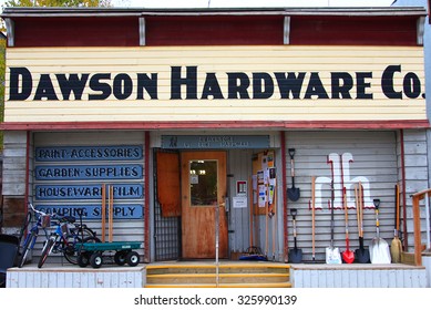 DAWSON CITY, YUKON - September 4, 2015 - Local Hardware Store In Old Mining Town