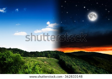 Day ang night background. Elements of this image furnished by NASA.