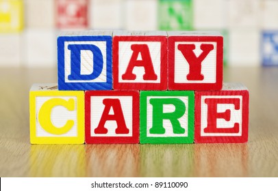 Day Care Spelled Out In Alphabet Building Blocks