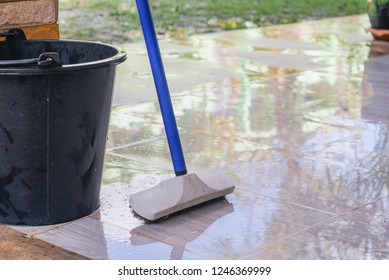 Day Of Cleaning The Tile Floor.