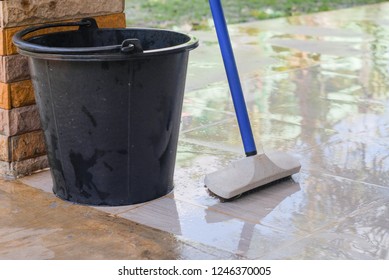 Day Of Cleaning The Tile Floor.