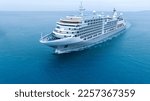 VALENTINE’S DAY CRUISES. Cruise Ship, Cruise Liners beautiful white cruise ship above luxury cruise in the ocean sea at early in the morning time concept exclusive tourism travel on holiday 