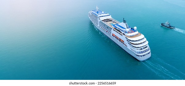 VALENTINE’S DAY CRUISES Cruise Ship, Cruise Liners beautiful white cruise ship above luxury cruise in the ocean sea at early in the morning time concept exclusive tourism travel on holiday.