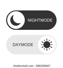 Day and Night Mode Switcher. On Off Switch Element for Mobile App, Web Design, Animation. Light and Dark