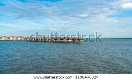 Day time view looking into the seaof the villas over the water