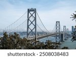 Day time view San Francisco-Oakland Bay Bridge and San Francisco Skyline. Yerba Buena Island, San Francisco, California, USA.