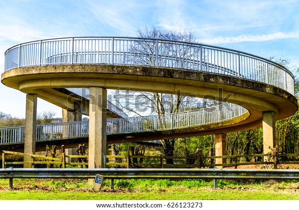 Day view\
pedestrian bridge over uk\
motorway