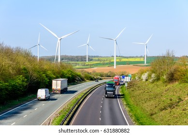 Day View UK Motorway Road Wind Turbines