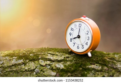 Daylight Savings Time, Autumn Concept - Old Alarm Clock With Copy Space