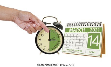 Daylight Savings Time Spring Forward Clock And March 2021 Calendar