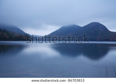 Daylight Turns To Twilight Over The Bubbles And Jordan Pond, Acadia National Park, Maine, USA