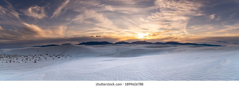 The day's last light reflecting off the dunes in White Sands National Park.