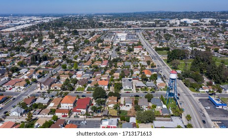 Daytime Aerial View Downtown Placentia California Stock Photo 