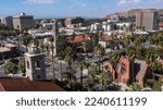 Daytime aerial view of historic downtown Riverside, California, USA.