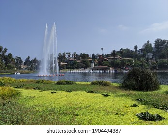 Daytime Fountain At The Echo Park Lake