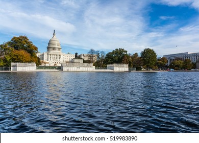 Daytime Landscape US Capitol Building Washington DC Grass Blue Sky Inauguration 2017