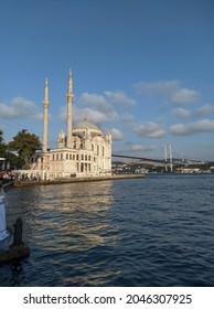 Daytime Ortaköy Mosque And Bridge View 