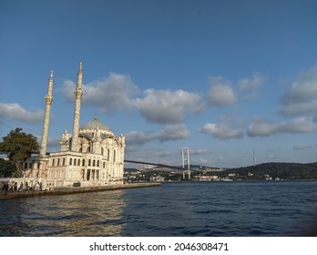 Daytime Ortaköy Mosque And Bridge View 