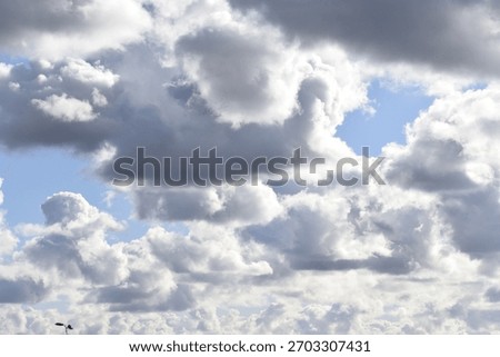 Daytime sky with large fluffy clouds and blue patches