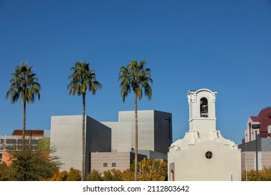 Daytime Skyline View Of Downtown Mesa, Arizona, USA.