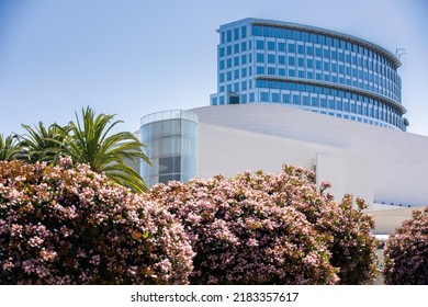 Daytime Sunny View Of The Downtown City Skyline Of Orange County's Costa Mesa, California, USA.