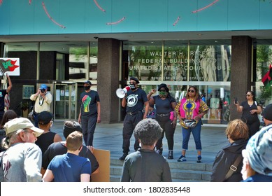 Dayton, Ohio, United States 05/30/2020 The New Black Panther Party Leading A Black Lives Matter Rally