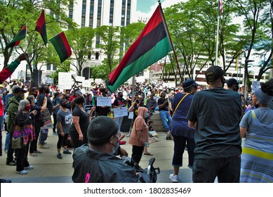 Dayton, Ohio, United States 05/30/2020 The New Black Panther Party Leading A Black Lives Matter Rally