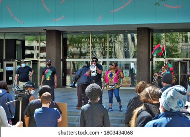 Dayton, Ohio, United States 05/30/2020 The New Black Panther Party Leading A Black Lives Matter Rally