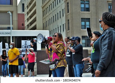 Dayton, Ohio, United States 05/30/2020 The New Black Panther Party Leading A Black Lives Matter Rally