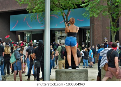 Dayton, Ohio, United States 05/30/2020 The New Black Panther Party Leading A Black Lives Matter Rally