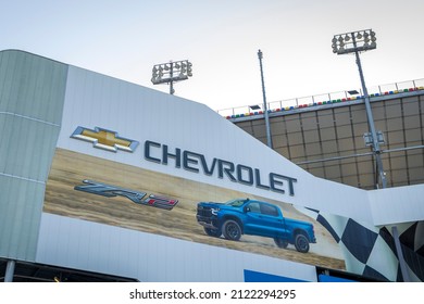 Daytona Beach, FL - February 2, 2022: Chevrolet Ad At Daytona International Speedway NASCAR Racetrack