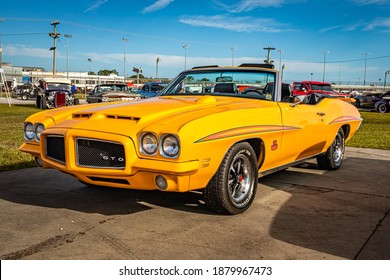 Daytona Beach, FL - November 27, 2020: 1971 Pontiac GTO "The Judge" convertible at a local car show.