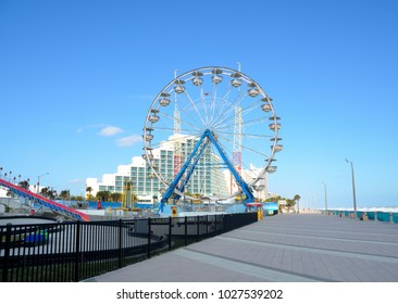 Daytona Beach, Florida Boardwalk And Ferris Wheel Background