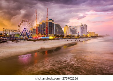 Daytona Beach, Florida, USA Beachfront Skyline.