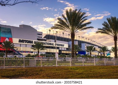 Daytona Beach, Florida, USA - January 9, 2020 : Daytona International Speedway Stadium. This Race Track Is The Home Of The Daytona 500, The Most Famous Race In NASCAR.