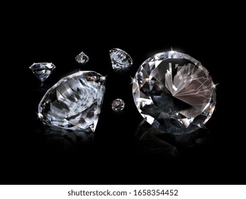 Dazzling Diamond On Black Background