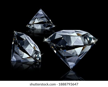 Dazzling Diamond On Black Background