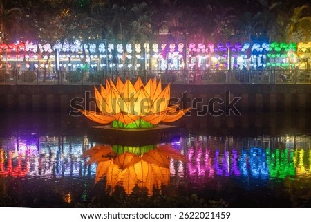A dazzling display of countless lanterns lit up the night sky in celebration of Vesak, honoring the birth, enlightenment, and passing of the Buddha.