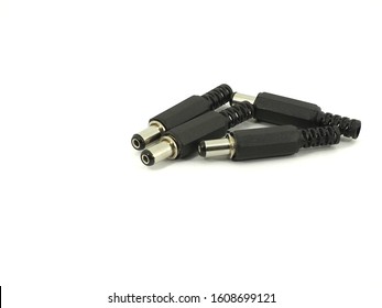 DC Power Connector,plug ( DC Jack ) On White Background.