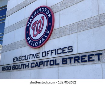 DC, USA, 10/01/2020: A Washington Nationals Logo At 1500 South Capitol Street.