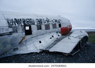 DC-3 Airplane wreck Eyvindarholt crash USA navy plane in Iceland - Powered by Shutterstock