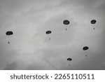 D-Day celebrations, parachutists, planes and Dakotas above Europe, France, Belgium, Great Britain and the Netherlands during the battle of Normandy (DDay, D