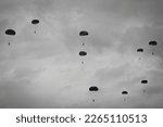 D-Day celebrations, parachutists, planes and Dakotas above Europe, France, Belgium, Great Britain and the Netherlands during the battle of Normandy (DDay, D
