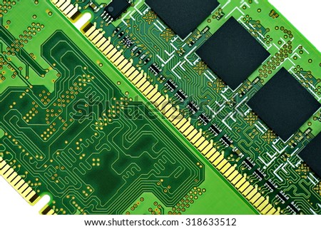 DDR memory modules close up isolated on white background