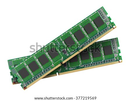 DDR RAM memory module isolated on white background