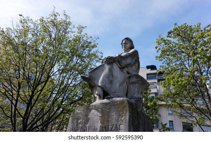   Honoré De Balzac Statue In Paris 8th Arrondissement                       